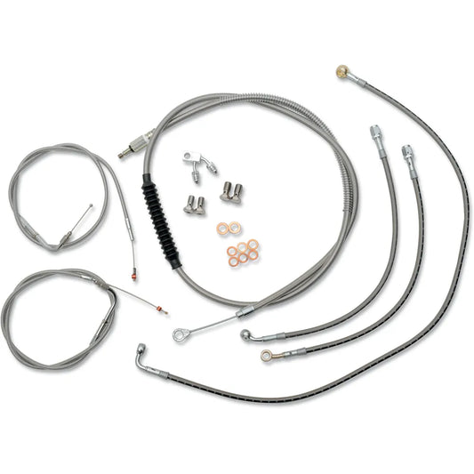 Standard Stainless Braided Handlebar Cable/Brake Line Kit For 15" - 17" Ape Hanger Handlebars367970561