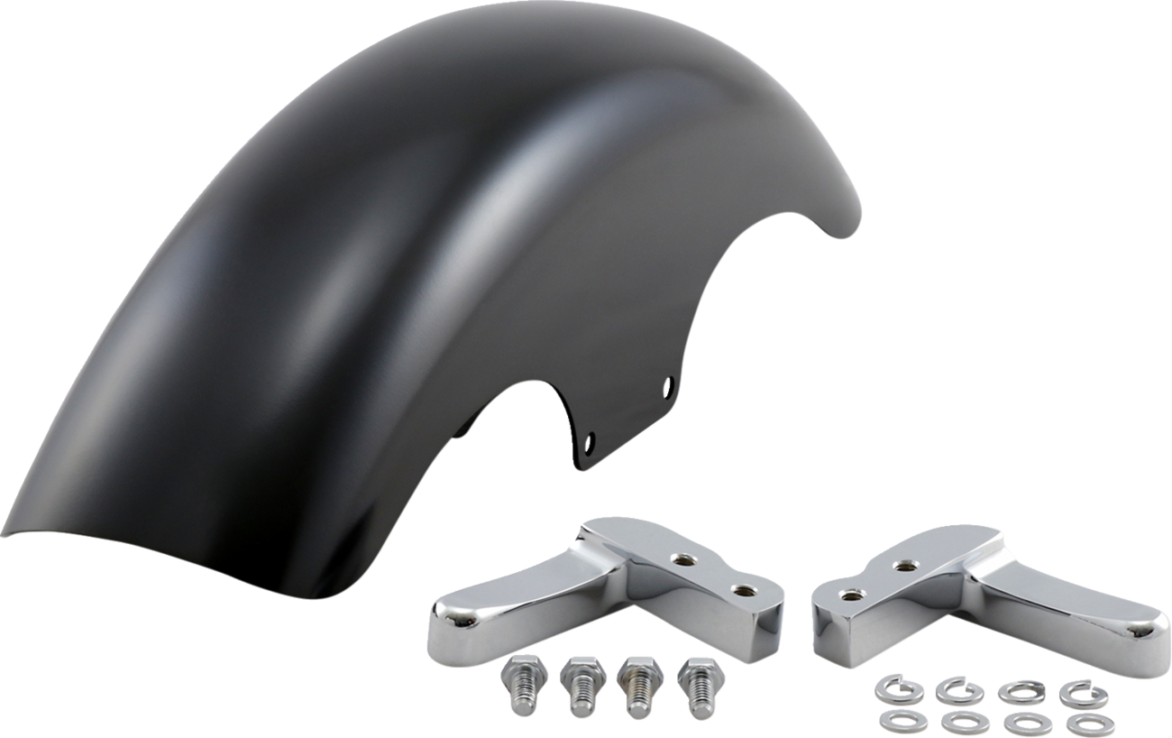 Guardabarros delantero serie Hugger con bloques de montaje para Softail/Dyna - Kit de guardabarros T-Hat - con bloques cromados - Acero - 19"