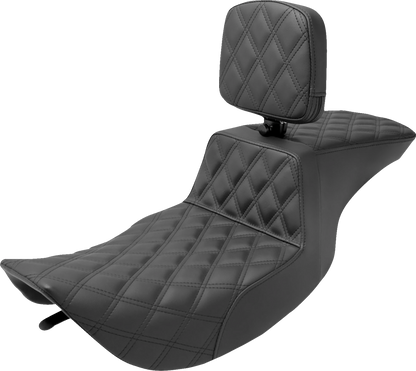 Asiento elevado Tour - Asiento elevado Tour - Respaldo del conductor - Costura de celosía completa - FLHR/FLHX '97-'07