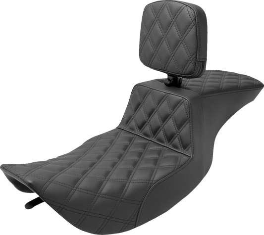 Asiento elevado Tour - Asiento elevado Tour - Respaldo del conductor - Costura de celosía completa - FLHR/FLHX '97-'07