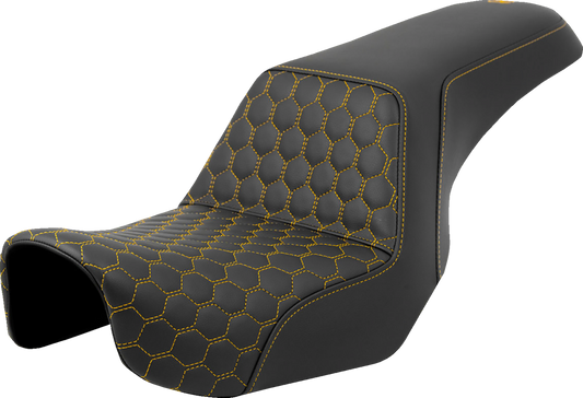 Asiento elevado tipo panal - Asiento elevado - Panal - Costuras doradas - Dyna '06-'17