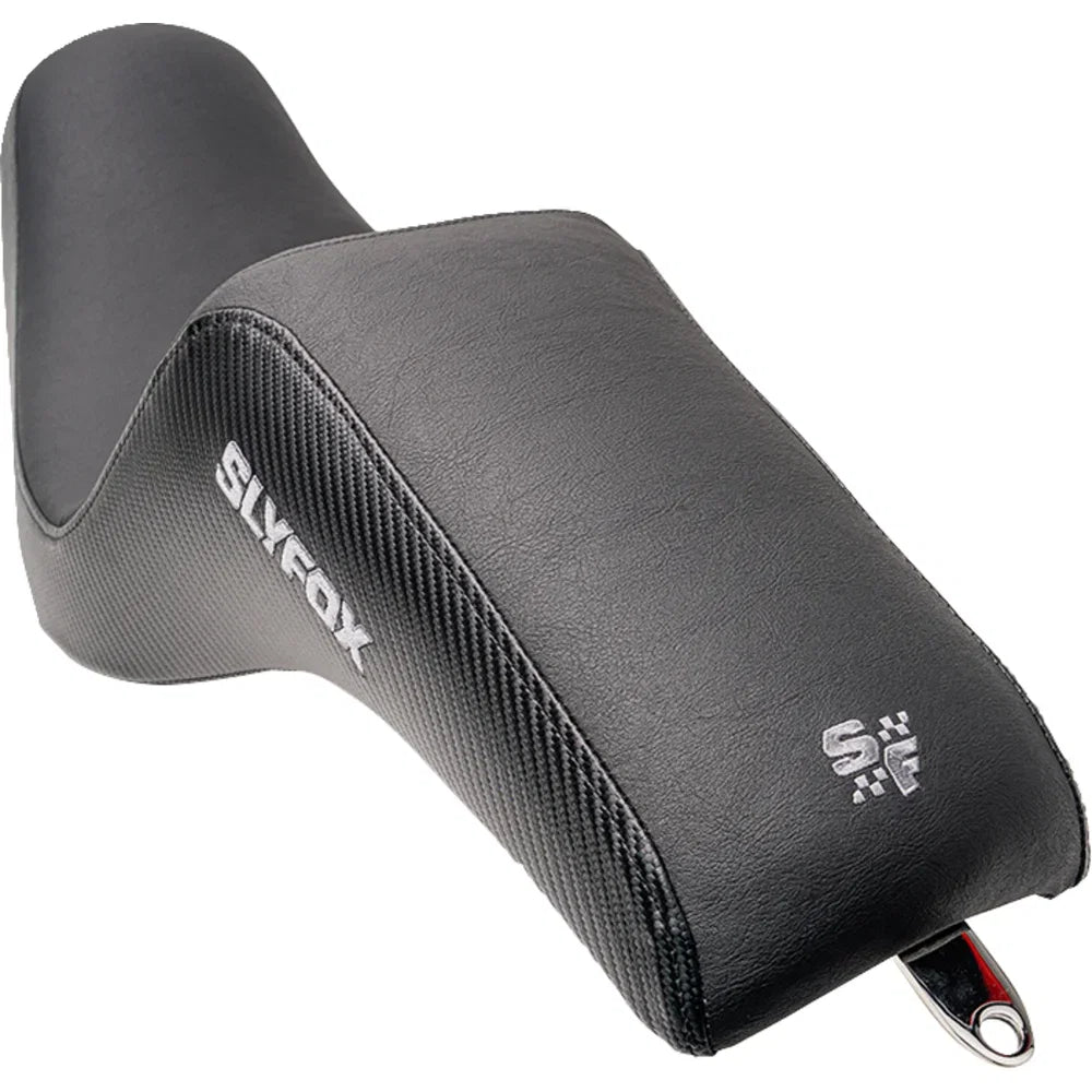 Asiento SLYFOX The Drifter Drifter Gray Logo Black Vinyl W/ Slipstop Carbon Fiber Dyna '96-'03