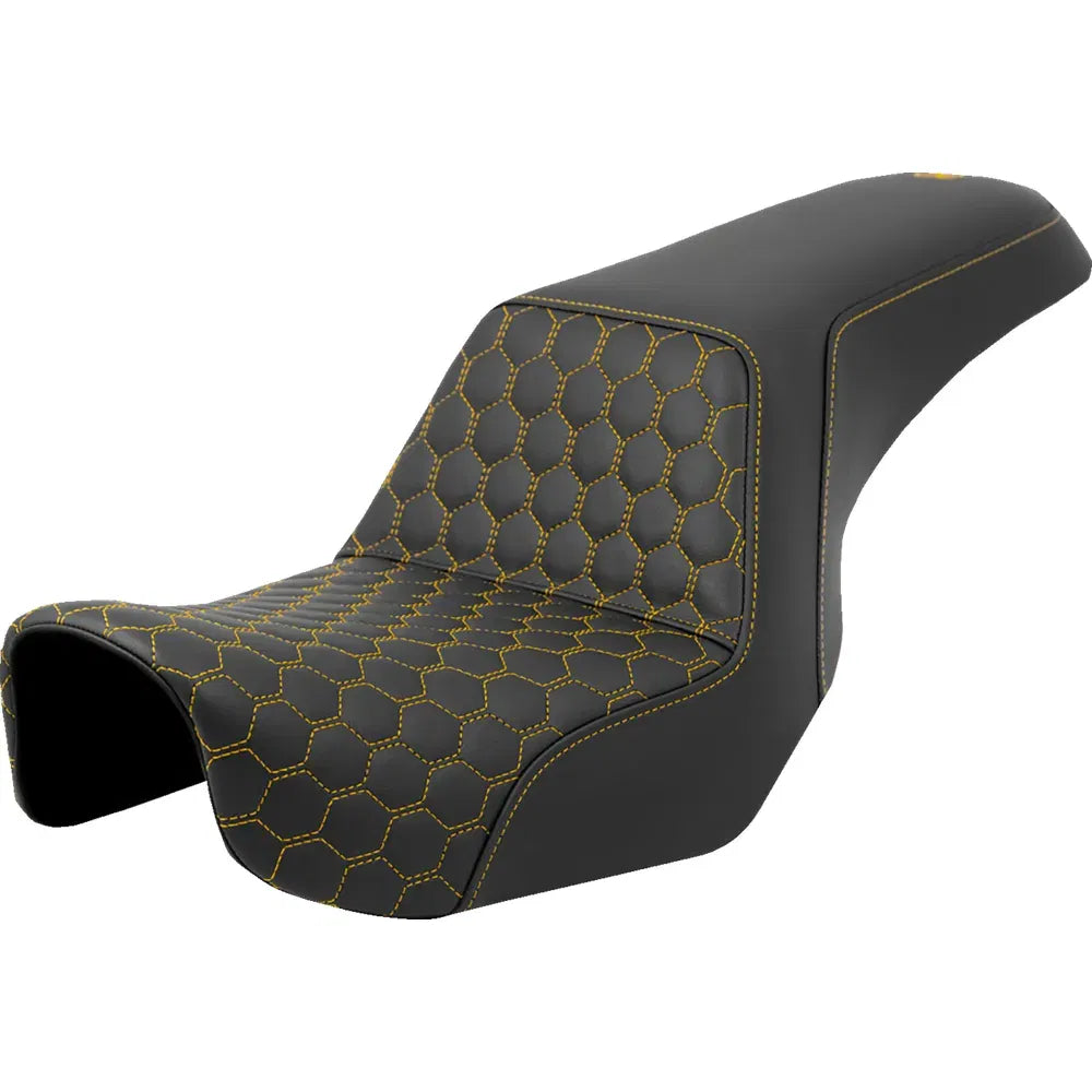 Asiento elevado tipo panal - Asiento elevado - Panal - Costuras doradas - Dyna '06-'17