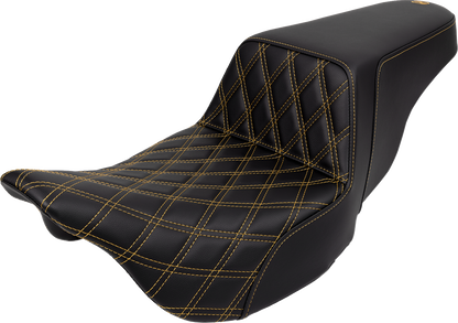 Asiento elevado con costura de celosía - Asiento elevado - Costura de celosía delantera - Costura dorada - FLH/FLT '08-'23
