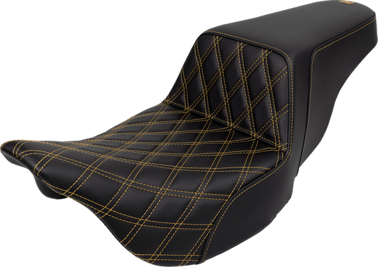 Asiento elevado con costura de celosía - Asiento elevado - Costura de celosía delantera - Costura dorada - FLH/FLT '08-'23