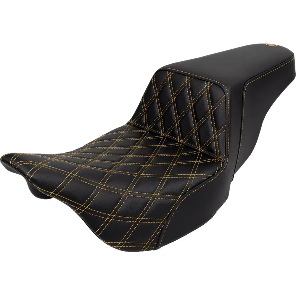 Asiento elevado con costura de celosía - Asiento elevado - Costura de celosía delantera - Costura dorada - FLH/FLT '08-'23