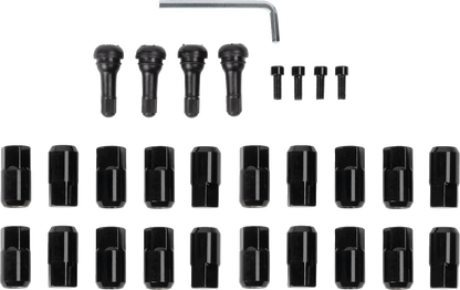 Tuercas de rueda de repuesto para ATV/UTV con vástagos de válvula - Tuercas con vástagos de válvula - 12 mm x 1,50 - Negro - Plano - Paquete de 20