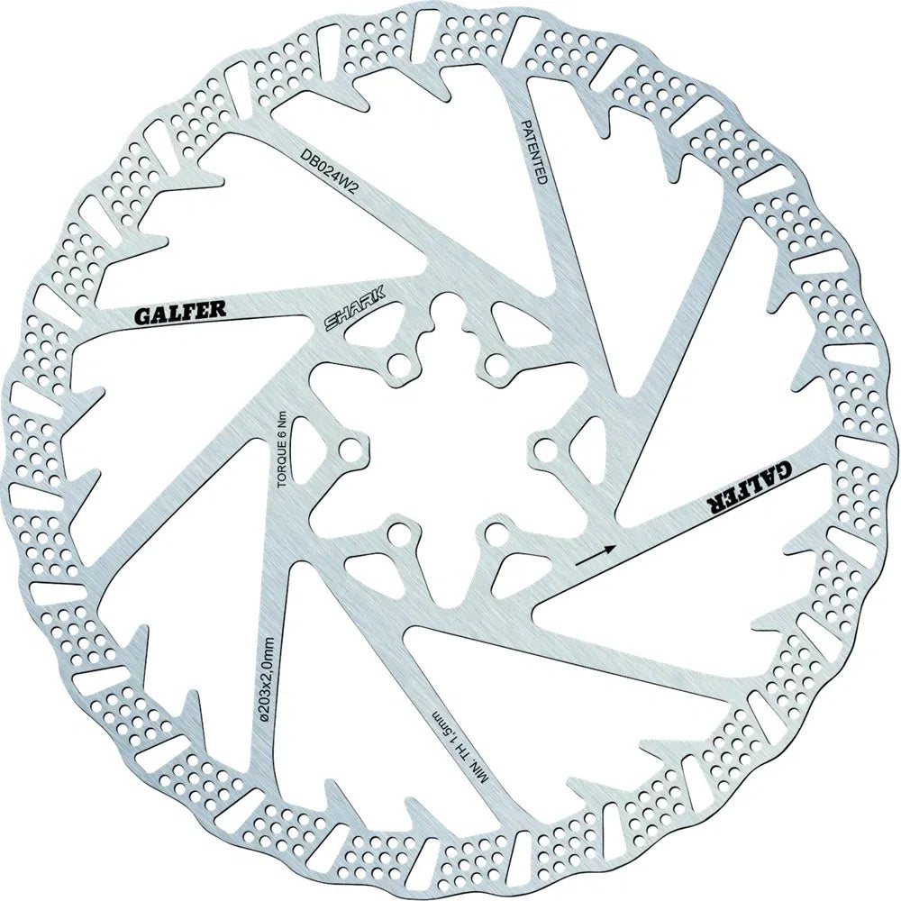 Rotor de freno de bicicleta shark de 6 pernos