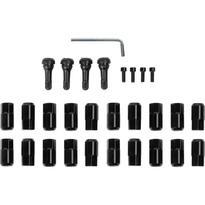 Tuercas de rueda de repuesto para ATV/UTV con vástagos de válvula - Tuercas con vástagos de válvula - 12 mm x 1,50 - Negro - Plano - Paquete de 20