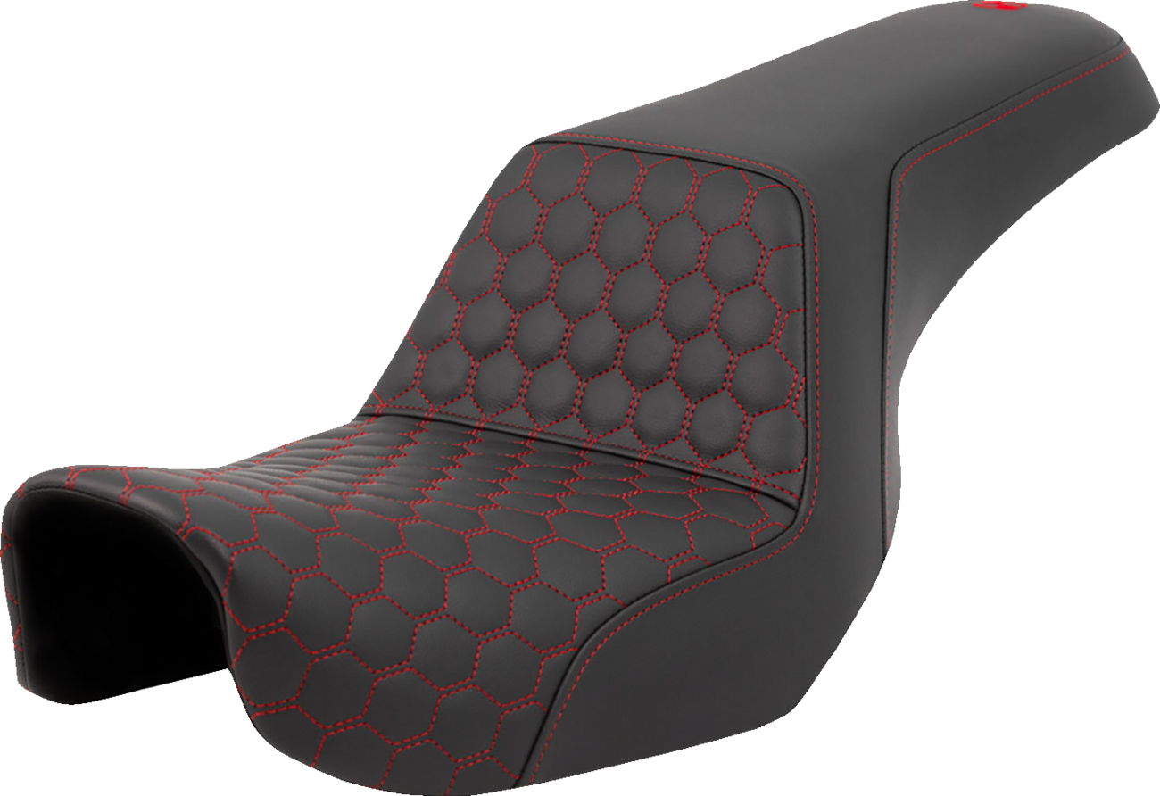 Asiento elevado tipo panal - Asiento elevado - Panal - Costuras rojas - Dyna '06-'17