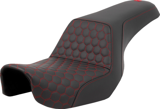 Asiento elevado tipo panal - Asiento elevado - Panal - Costuras rojas - Dyna '06-'17