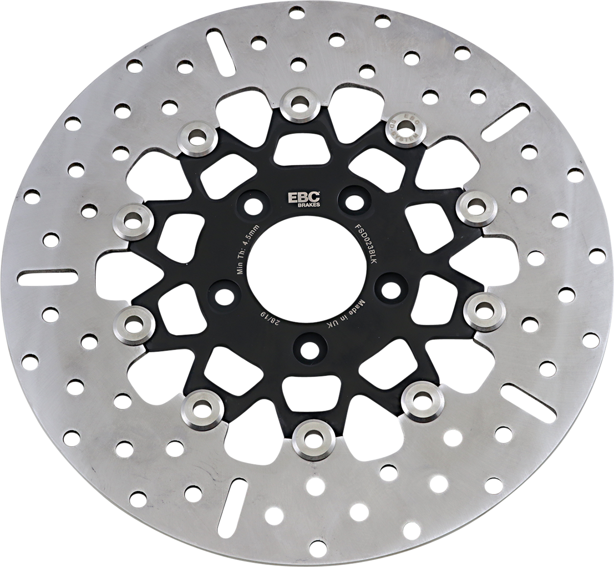 Rotor de freno delantero de acero inoxidable serie FSD para Big Twins - Rotor de freno - Portador negro