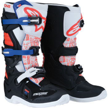 Botas para adolescente Tech 7S - negro/blanco/rojo/azul