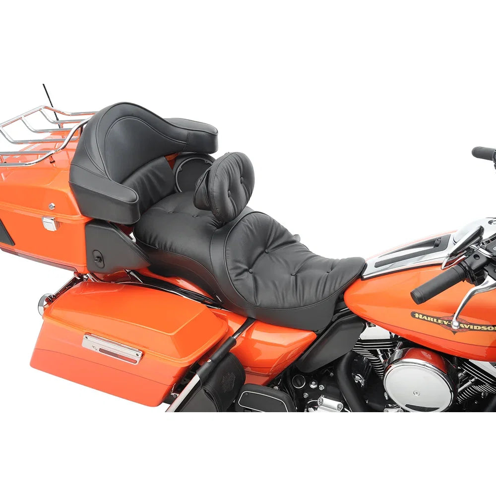Asiento touring de cuero para 2 personas compatible con respaldo: almohada