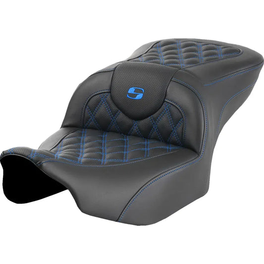 Asiento Roadsofa™ con costura de celosía - Asiento Roadsofa™ - sin respaldo - Costura de celosía azul - FLTR/FLHX '23-'24