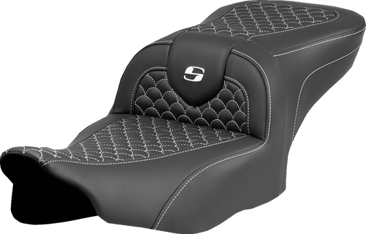 Asiento Dragon Scale Stitch RoadSofa™ - Asiento Roadsofa™ - Dragon Scale Stitch - Punto blanco - sin respaldo - FLTR/FLHX '23-'24