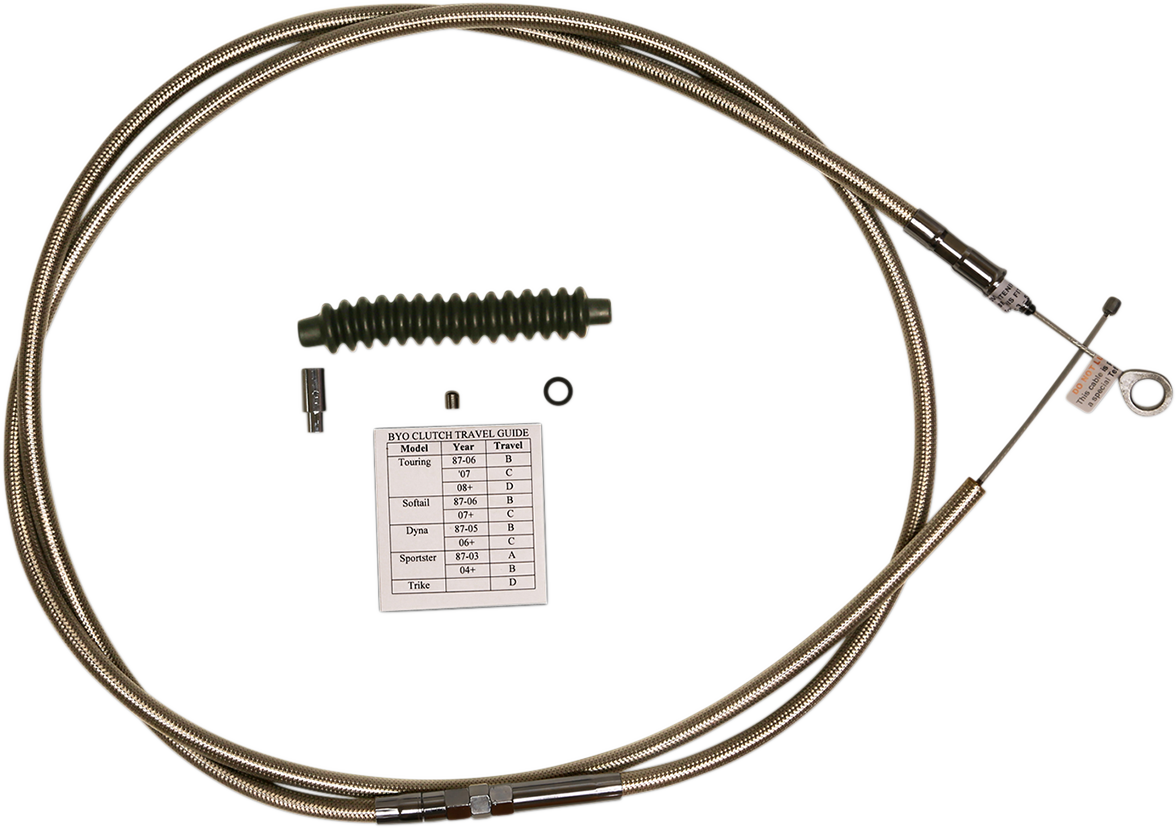 BYO™ Build Your Own™ Juego de cables de embrague - 80" - Dyna/Softail - Acero inoxidable trenzado