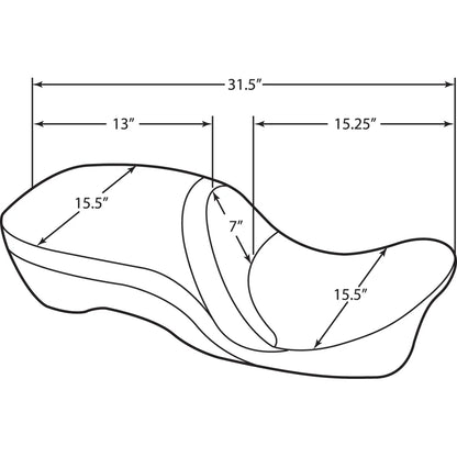 Asiento touring de cuero para 2 personas compatible con el respaldo: costura suave