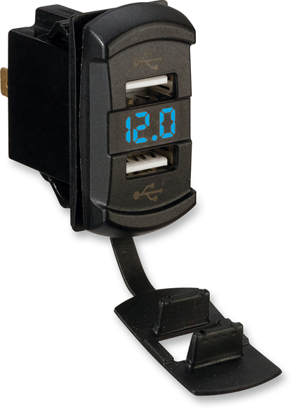 Cargador USB dual con monitor de voltaje