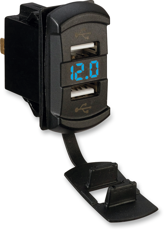 Cargador USB dual con monitor de voltaje