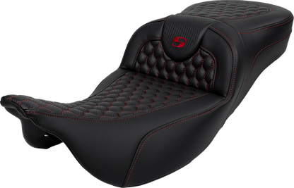 Asiento Honeycomb Roadsofa™ - Asiento RoadSofa™ - Honeycomb - Costura roja - Alcance extendido - sin respaldo - FLH/FLT '08-'24