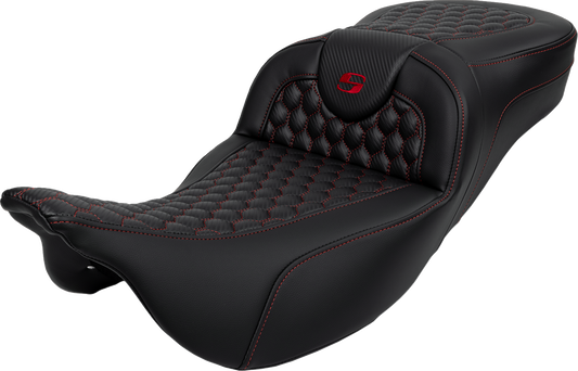 Asiento Honeycomb Roadsofa™ - Asiento RoadSofa™ - Honeycomb - Costura roja - Alcance extendido - sin respaldo - FLH/FLT '08-'24