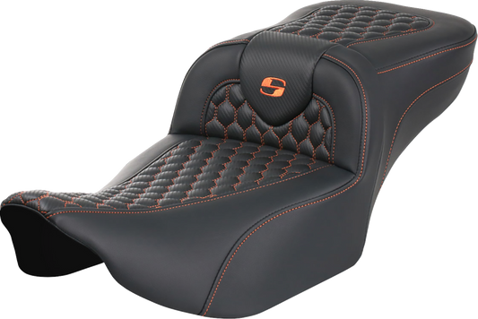 Asiento de alcance extendido Roadsofa™ - Asiento de alcance extendido Roadsofa™ - sin respaldo - Panal - Puntada naranja - FLTR/FLHX '23-'24