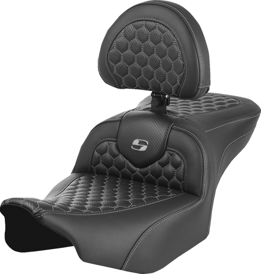 Asiento Honeycomb Roadsofa™ - Asiento Roadsofa™ - con respaldo - Honeycomb - Costura gris - FLTR/FLHX '23-'24
