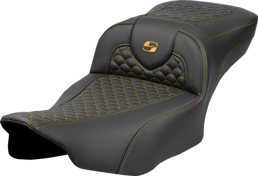 Asiento Dragon Scale Stitch RoadSofa™ - Asiento de alcance extendido Roadsofa™ - Dragon Scale Stitch - Punto dorado - sin respaldo - FLTR/FLHX '23-'24