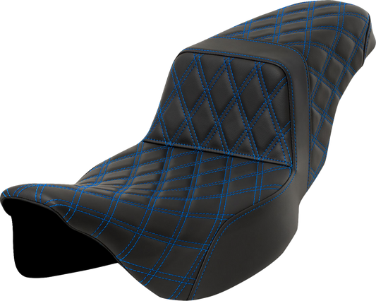 Asiento subido con costura de celosía - Asiento subido con costura de celosía - Puntada azul - Alcance extendido - FLH/FLT '08-'23