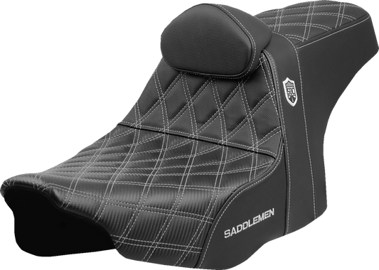 Asiento Pro Series SDC Performance Grip - Asiento Pro Series SDC Performance - Costuras plateadas - con respaldo - FLT/FLH '23 -'25