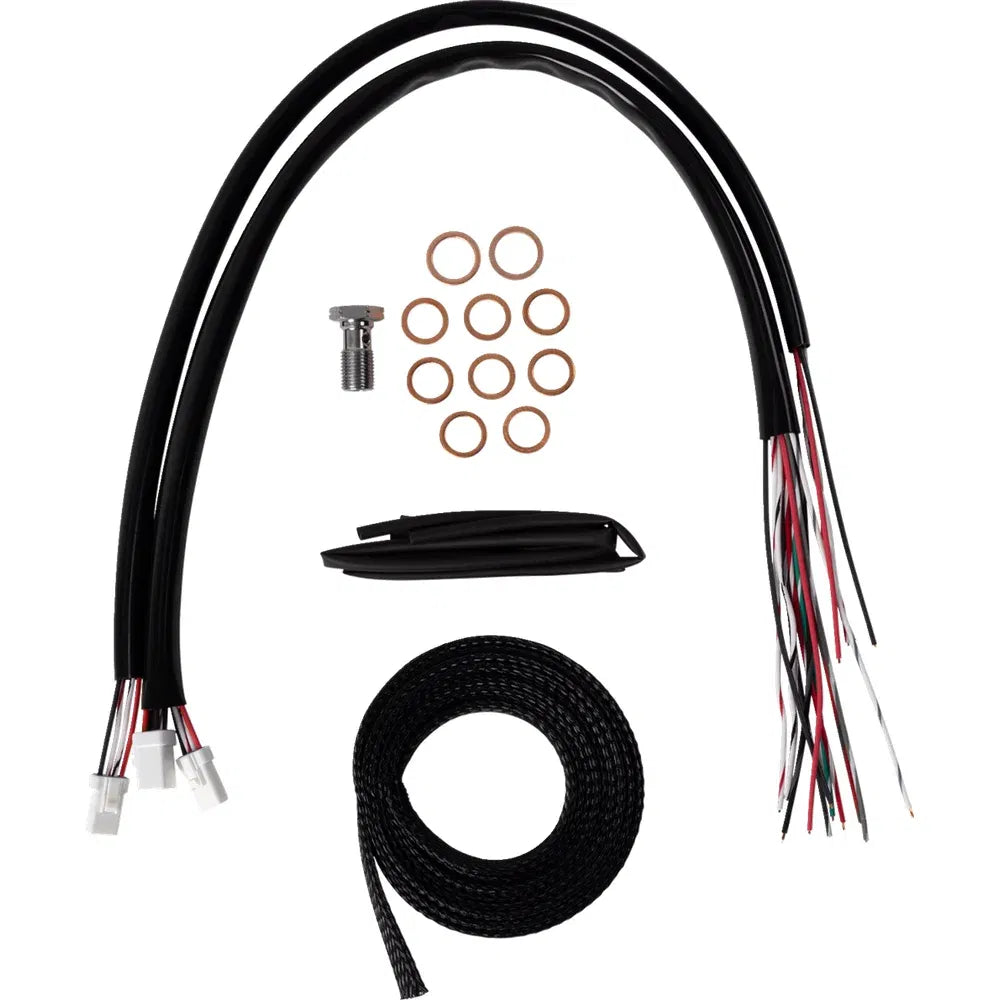 Kit completo de cable de manillar/línea de freno trenzado de vinilo negro