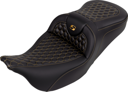 Asiento Honeycomb Roadsofa™ - Asiento RoadSofa™ - Honeycomb - Costura dorada - sin respaldo - FLH/FLT '08-'23