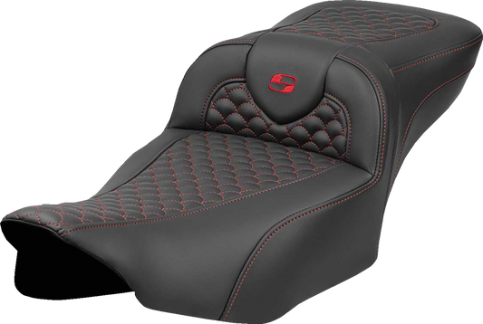 Asiento Dragon Scale Stitch RoadSofa™ - Asiento de alcance extendido Roadsofa™ - Dragon Scale Stitch - Punto rojo - sin respaldo - FLTR/FLHX '23-'24