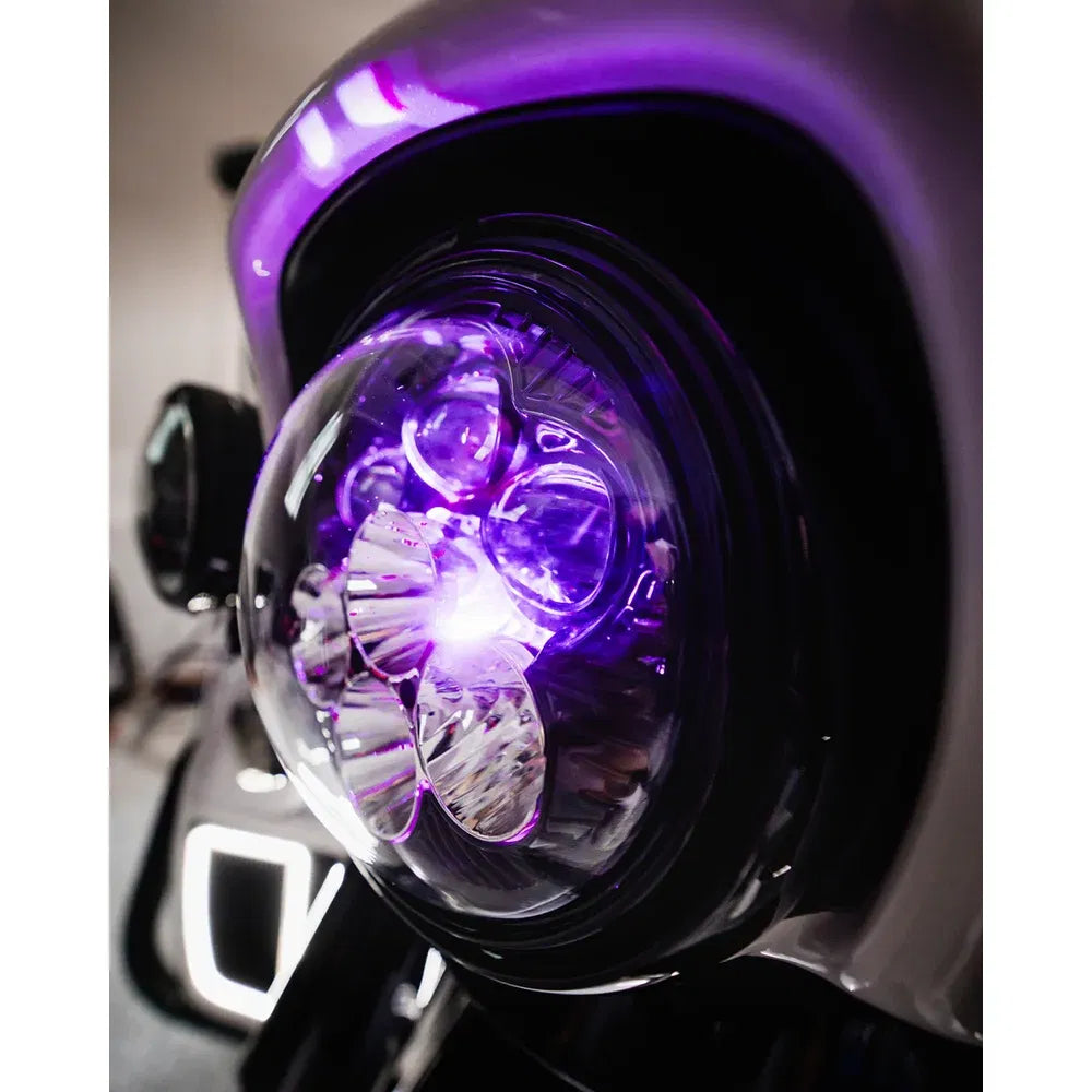 Faro led redondo shark demon® de 7" con retroiluminación que cambia de color