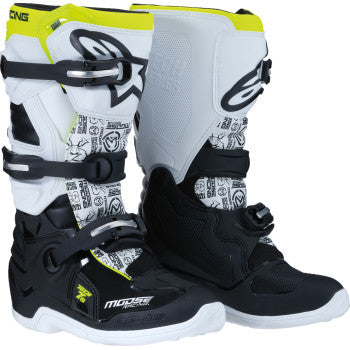 Botas para adolescente Tech 7S - negro/blanco/amarillo
