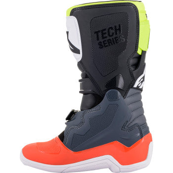 Botas Alpinestars Youth Tech 7S - Gris Oscuro/Rojo/Amarillo Fluorescente