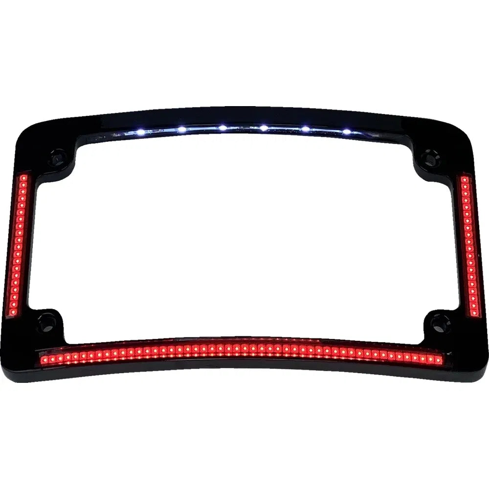 Marco radial para matrícula con led rojos auxiliares e iluminación de etiquetas