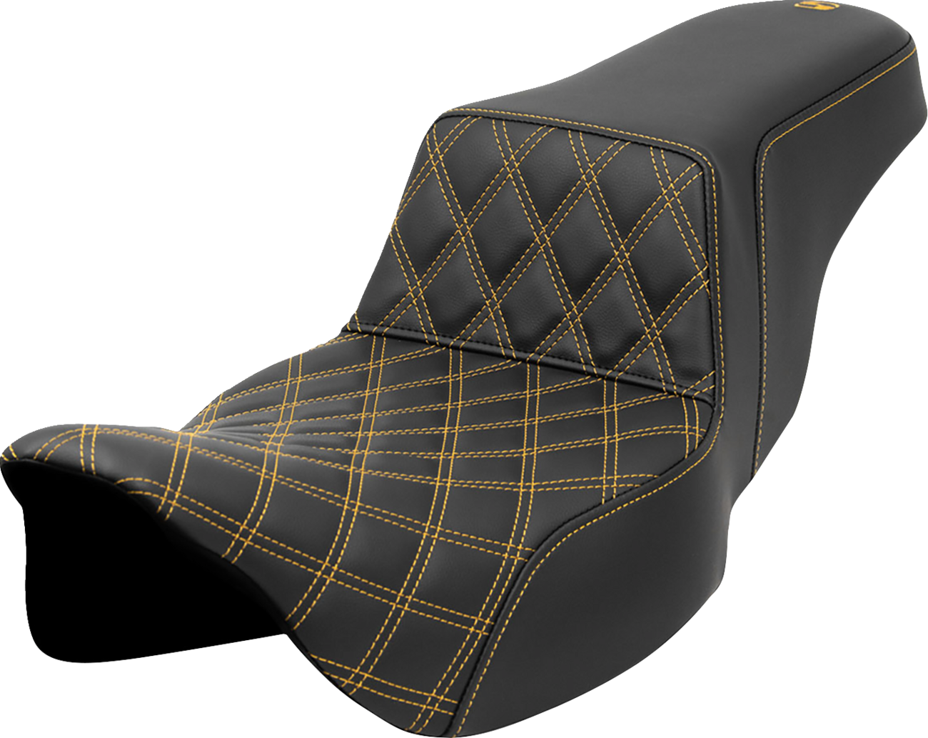 Asiento elevado con costura de celosía - Asiento elevado - Costura de celosía delantera - Costura dorada - Alcance extendido - FLH/FLT '08-'23