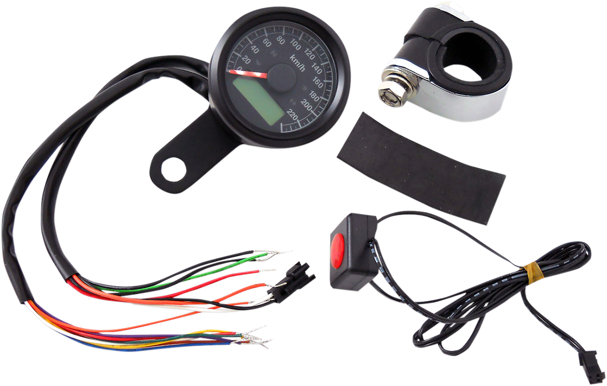 Mini velocímetro métrico programable de 1-7/8" con luces indicadoras