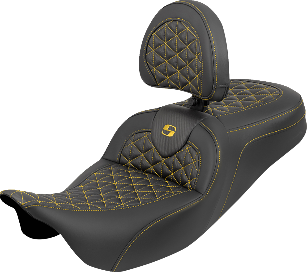 Asiento RoadSofa™ Tri Gripper - Asiento RoadSofa™ Tri Gripper - Alcance estándar - Costura dorada - con respaldo - FLH/FLT '08-'25