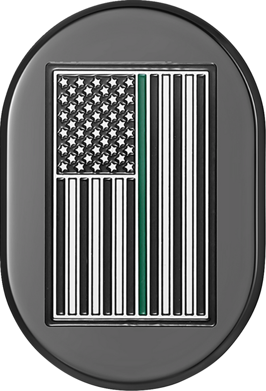 Cubierta de antena - Cubierta de antena - Guardabarros trasero izquierdo - Bandera estadounidense Green Line - Cromo