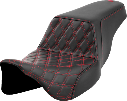 Asiento elevado con costura de celosía - Asiento elevado - Costura de celosía delantera - Costura roja - FLH/FLT '08-'23