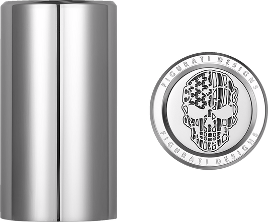 Cubiertas de acoplamiento - Cubiertas de acoplamiento - Calavera con bandera estadounidense - Corte en contraste - Plata