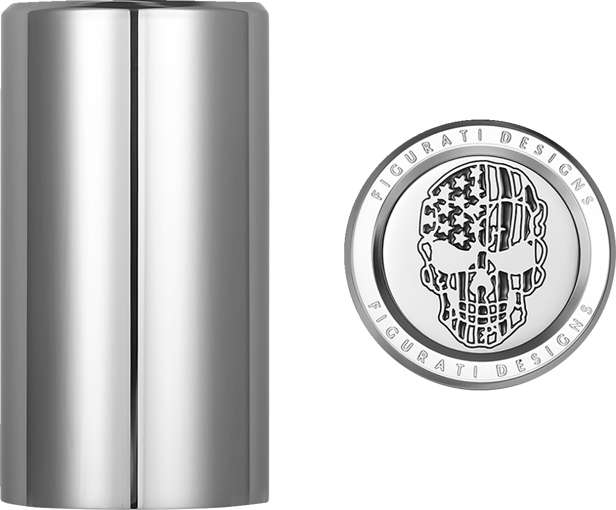 Cubiertas de acoplamiento - Cubiertas de acoplamiento - Calavera con bandera estadounidense - Corte en contraste - Plata