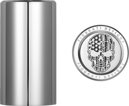 Cubiertas de acoplamiento - Cubiertas de acoplamiento - Calavera con bandera estadounidense - Corte en contraste - Plata