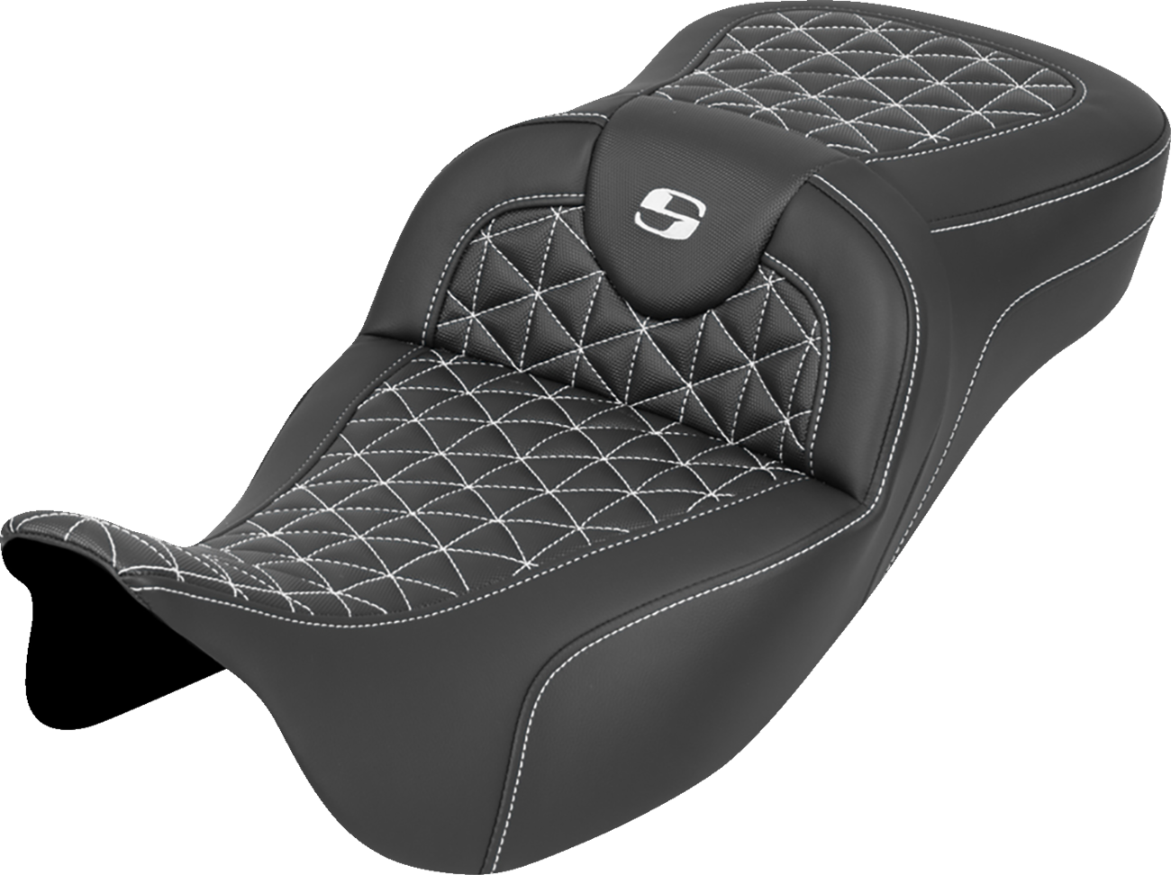 Asiento RoadSofa™ Tri Gripper - Asiento RoadSofa™ Tri Gripper - Alcance extendido - Costura blanca - sin respaldo - FLH/FLT '08-'25
