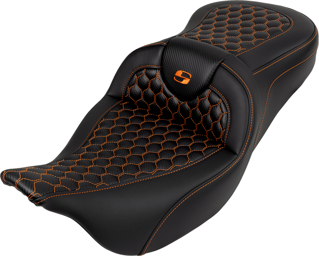 Asiento Honeycomb Roadsofa™ - Asiento RoadSofa™ - Honeycomb - Costura naranja - sin respaldo - FLH/FLT '08-'23