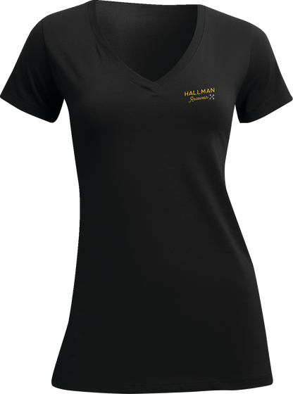 Camiseta con cuello en V Hallman Garage para mujer