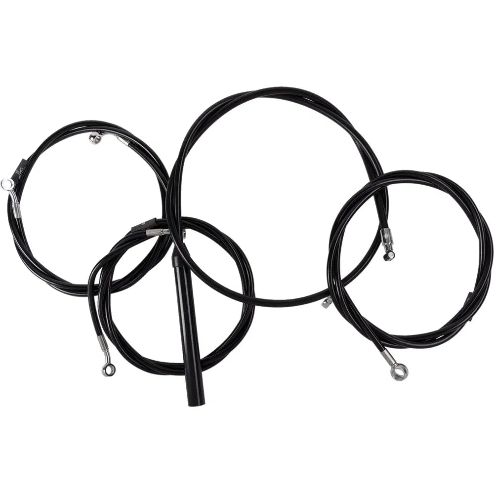 Kit completo de cable de manillar/línea de freno trenzado de vinilo negro